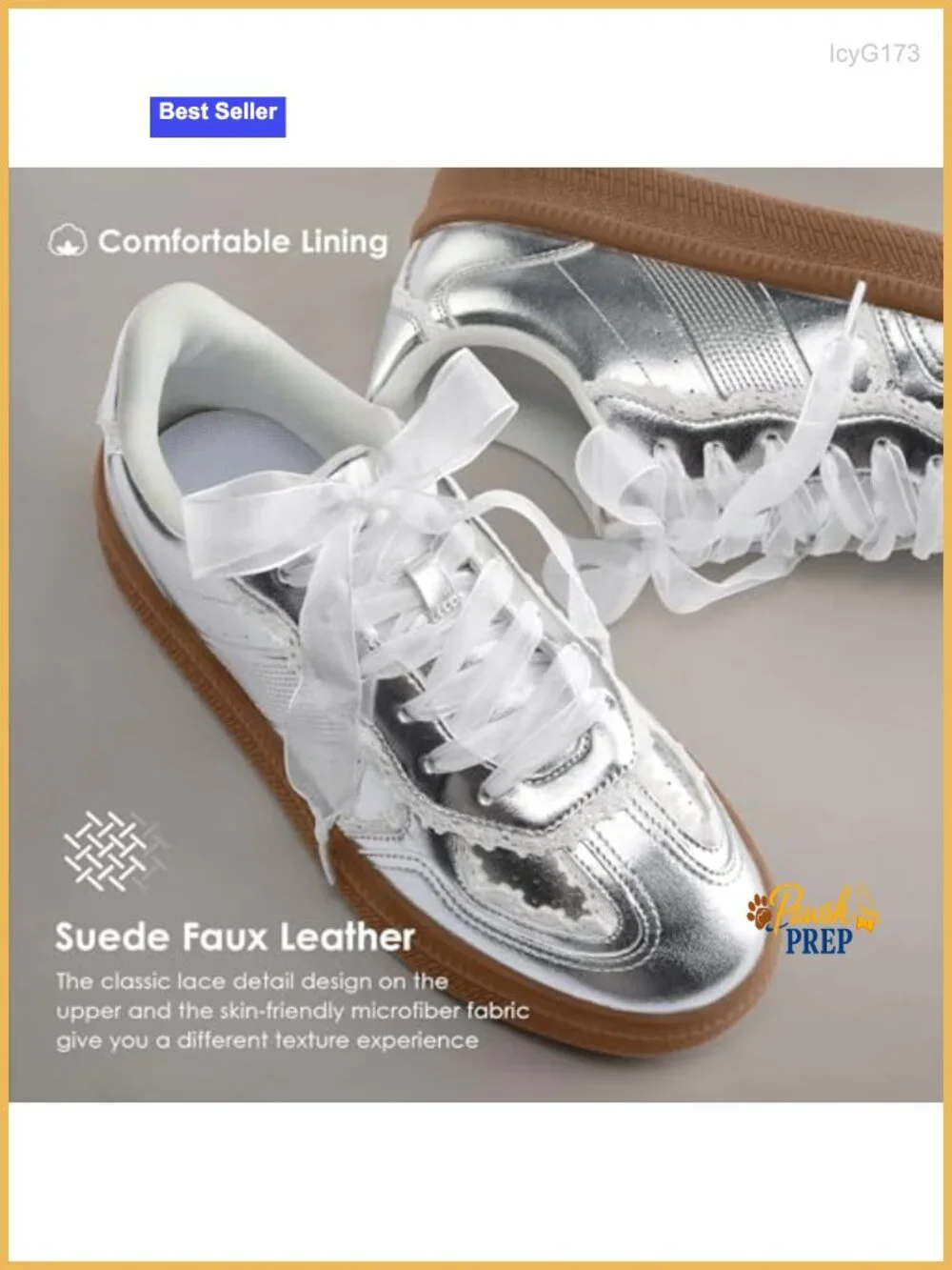 Lace Detail Fashion Sneakers Comfortable Casual Dress Sneakers Retro Gum Sole
